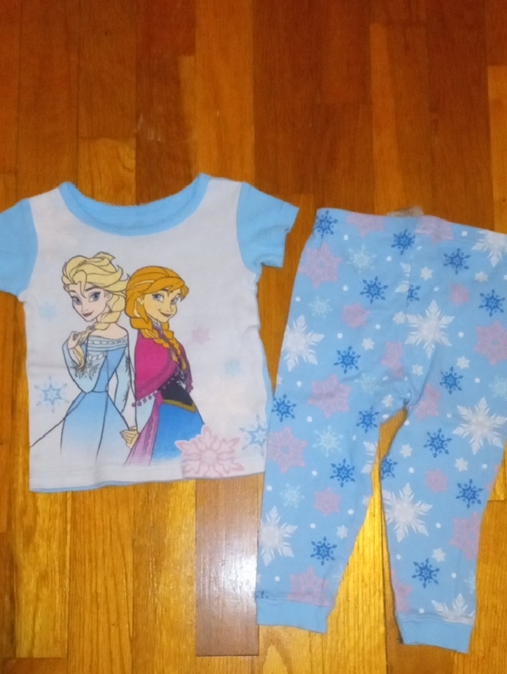 Disney Frozen Girls Blue & White Elsa and Anna Pajama Set girl 2t